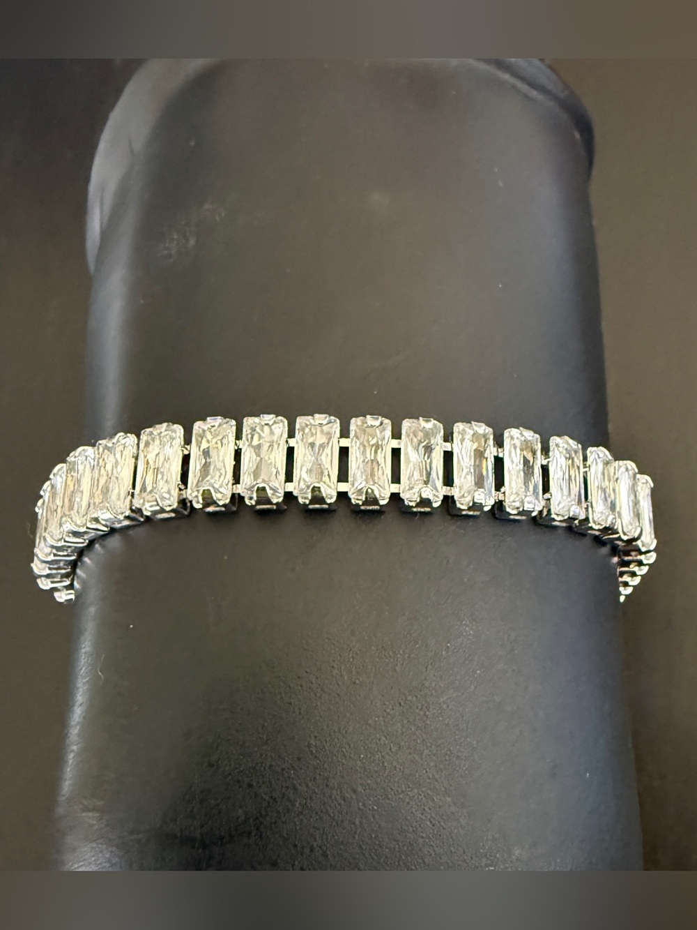 White Gold Filled Baguette Tennis Bracelet 7.5” AAA CZ